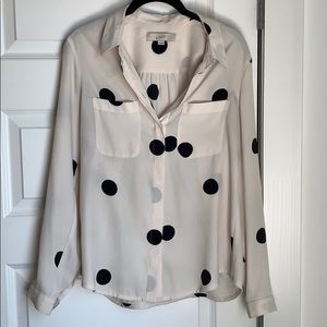 Loft Polka Dot Button Down Blouse